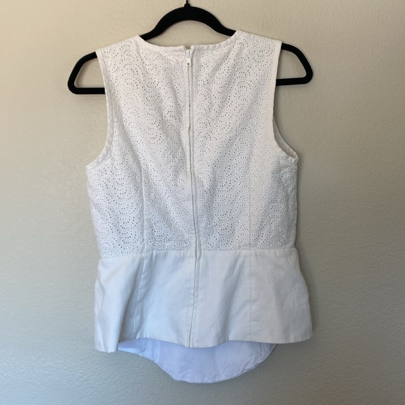 Tibi white eyelet tank blouse women’s 8 peplum zip back EUC - Picture 5 of 5